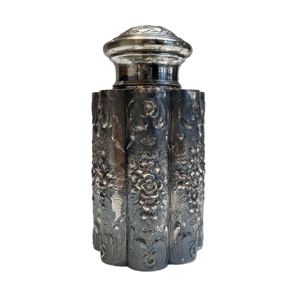 Antique Sheffield 66 Repousse Silver Plate on Copper Scallop Tea Caddy Container - Picture 3 of 7